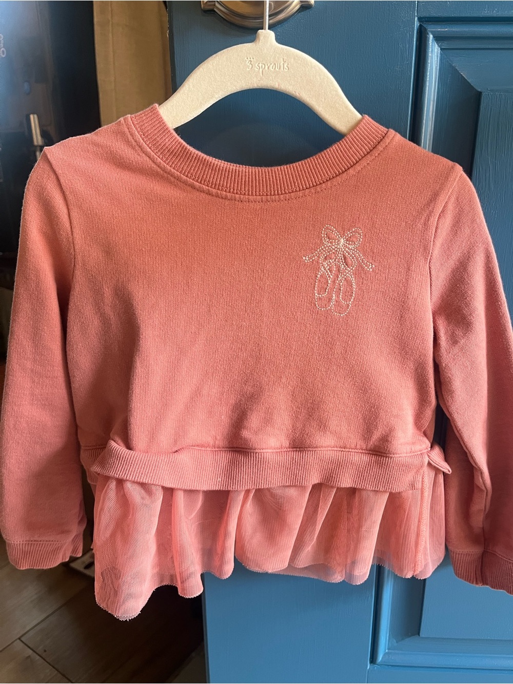 Carter's Coral Pink Peplum Sweatshirt with Tulle